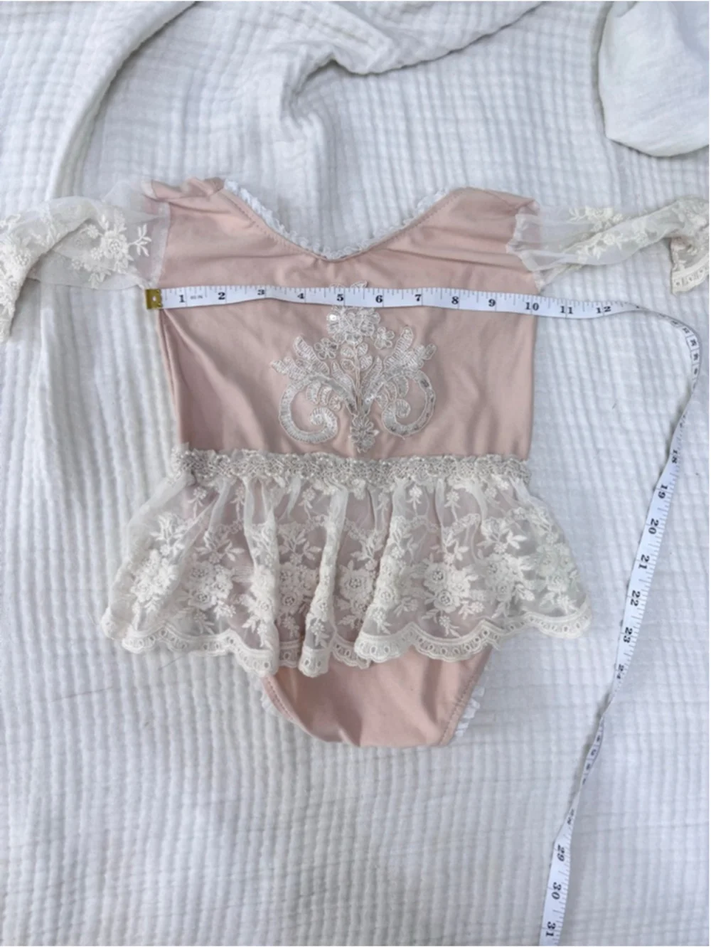 Baby Unbranded Pink & Cream Lace Ballet core Bodysuit One Size
